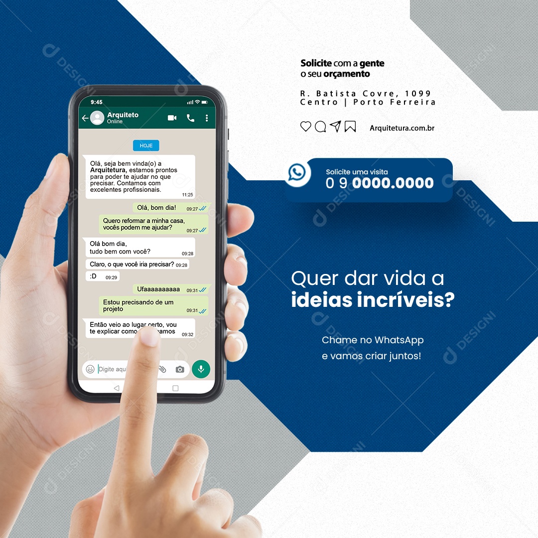Serviços de Arquiteto Quer dar Vida a Ideias Incríveis ? Social Media PSD Editável