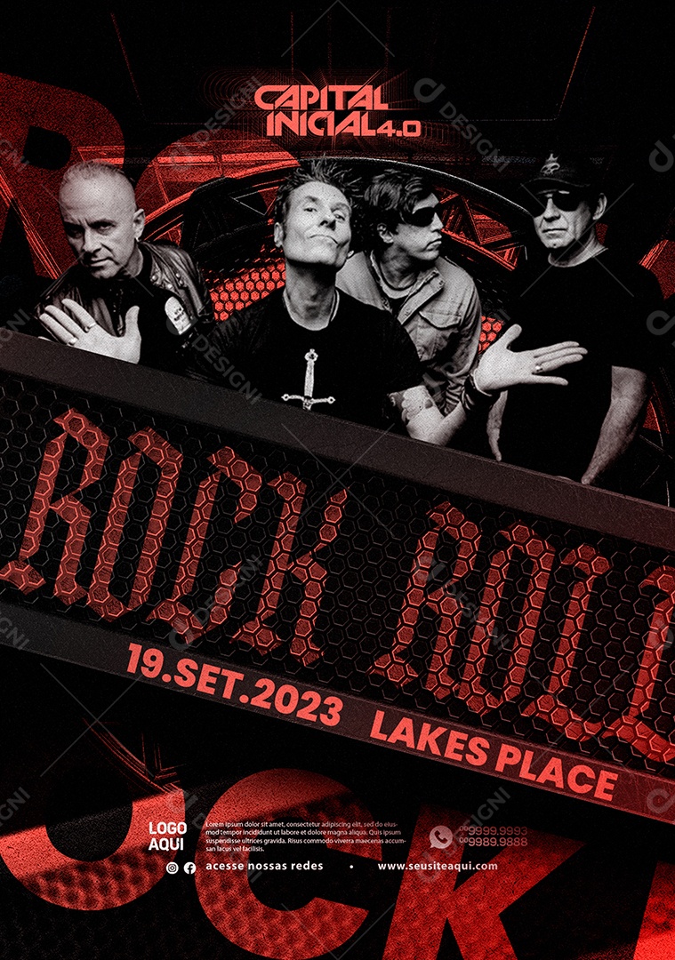 Capital Inicial Band Flyer 4.0 Rock Roll Social Media Editable PSD