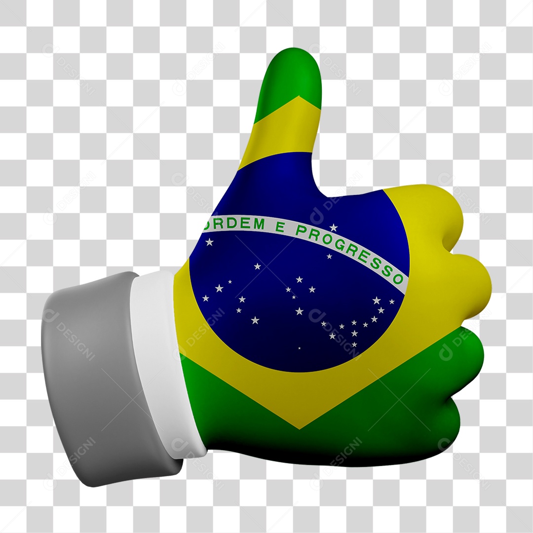 Elemento 3D Mão Pintado com a Bandeira do Brasil PNG Transparente [download]  - Designi