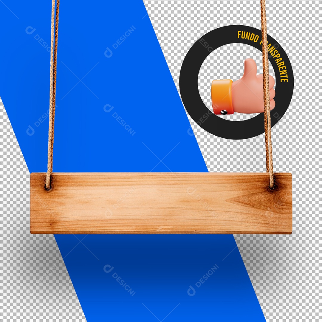 Unhanging Wooden Board with Rope 3D Element for PSD Composition