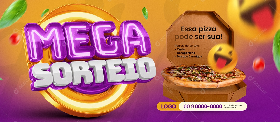 Banner Mega Sorteio Pizzaria Essa Pizza Pode ser Sua Social Media PSD Editável