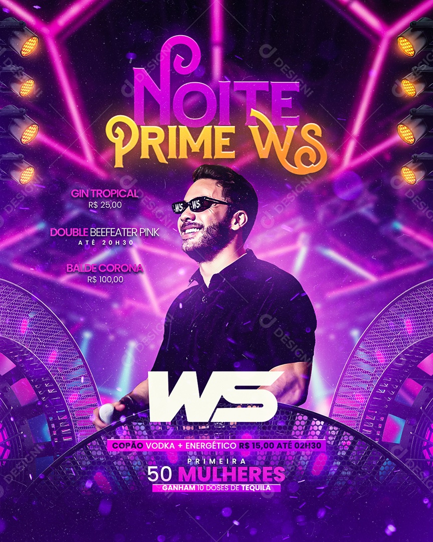 Flyer Noite Prime WS Wesley Safadão Social Media PSD Editável