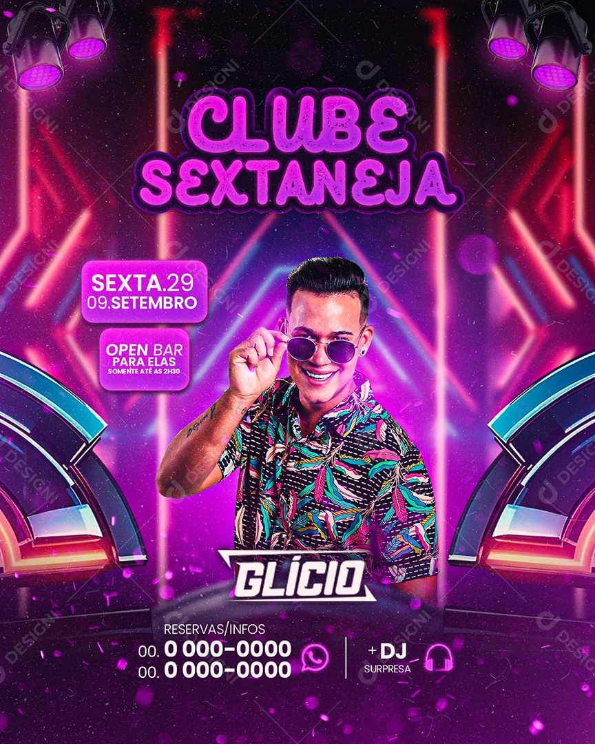 Flyer Clube Sextaneja Glício Social Media PSD Editável