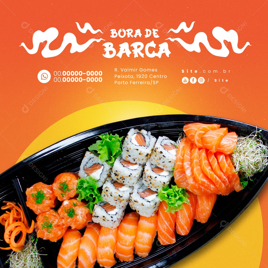 Comida Japonesa Bora de Barca Social Media PSD Editável