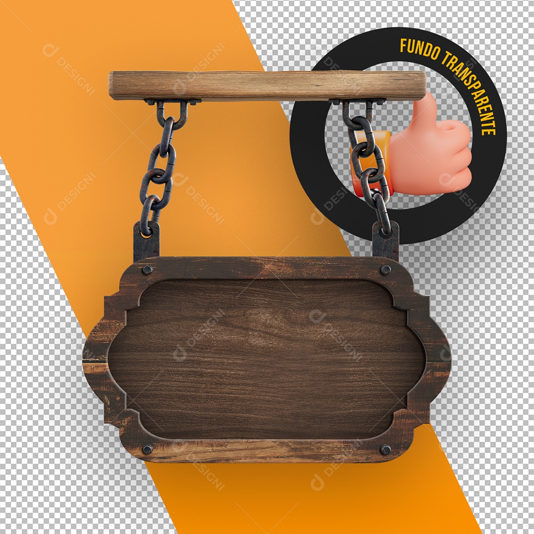 Unhanging Wooden Board with Chains - 3D Element for PSD Composition