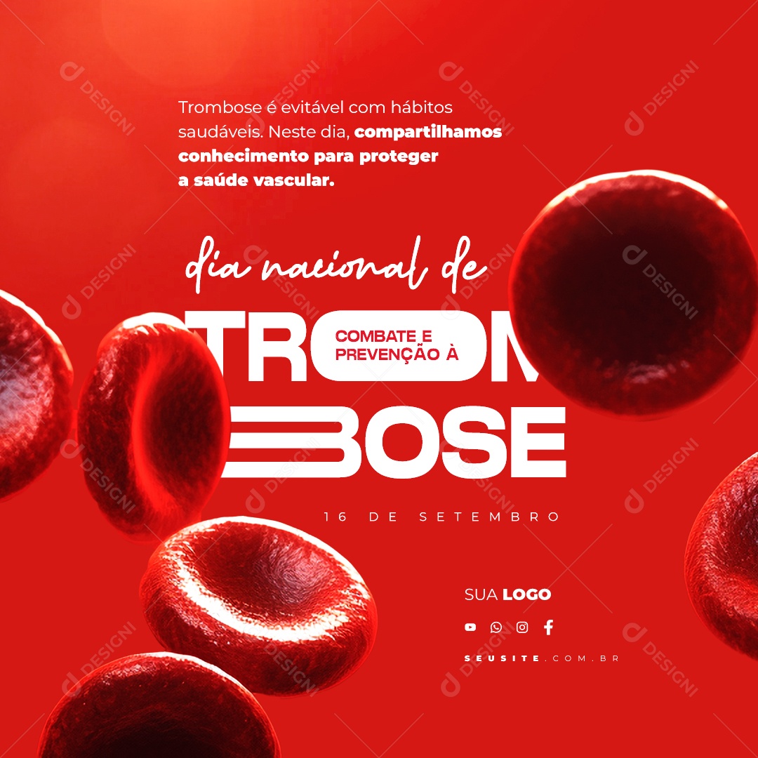 Dia Nacional de Combate e Prevenção à Trombose 16 de Setembro Social Media PSD Editável