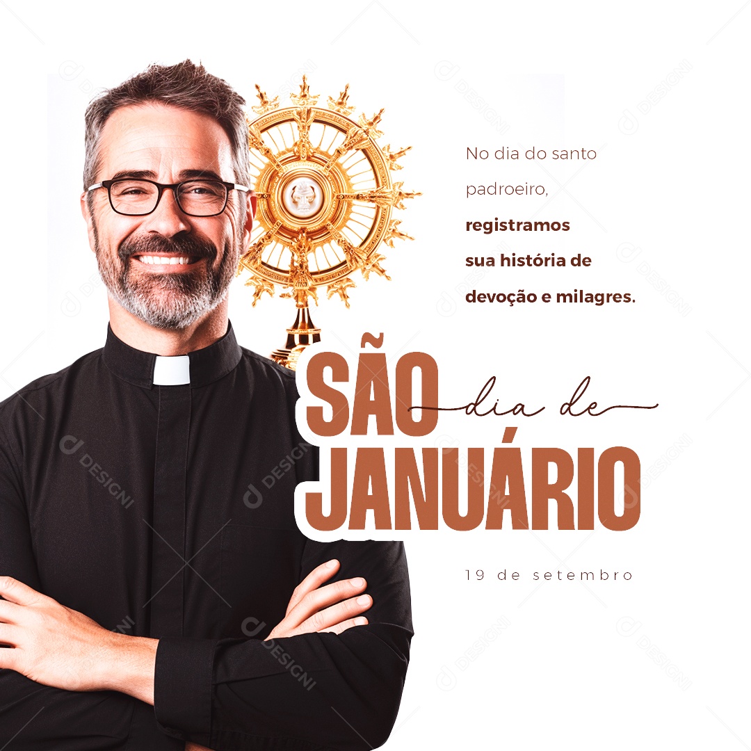 Dia de São Januário Registramos sua História de Devoção e Milagres Social Media PSD Editável