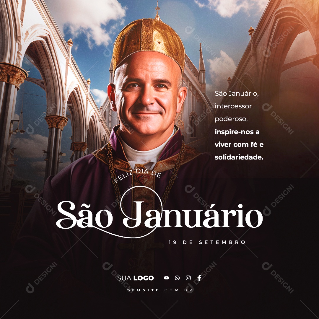 Feliz Dia de São Januário Intercessor Poderoso Social Media PSD Editável