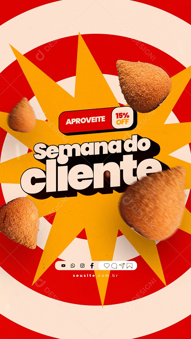 Story Semana do Cliente Salgados Coxinha Social Media PSD Editável