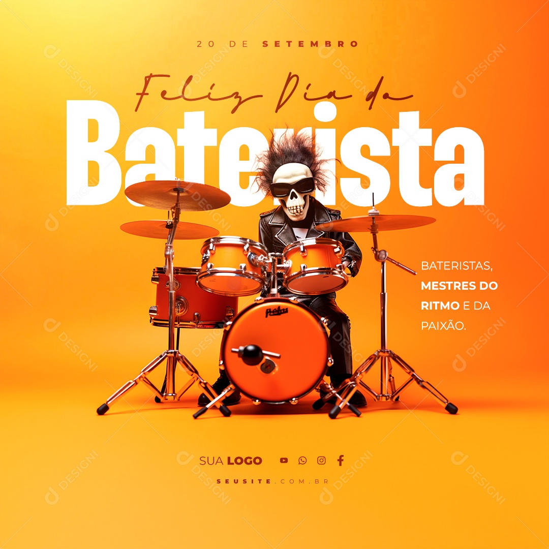 Dia do Baterista Mestres do Ritmo e da Paixão Social Media PSD Editável