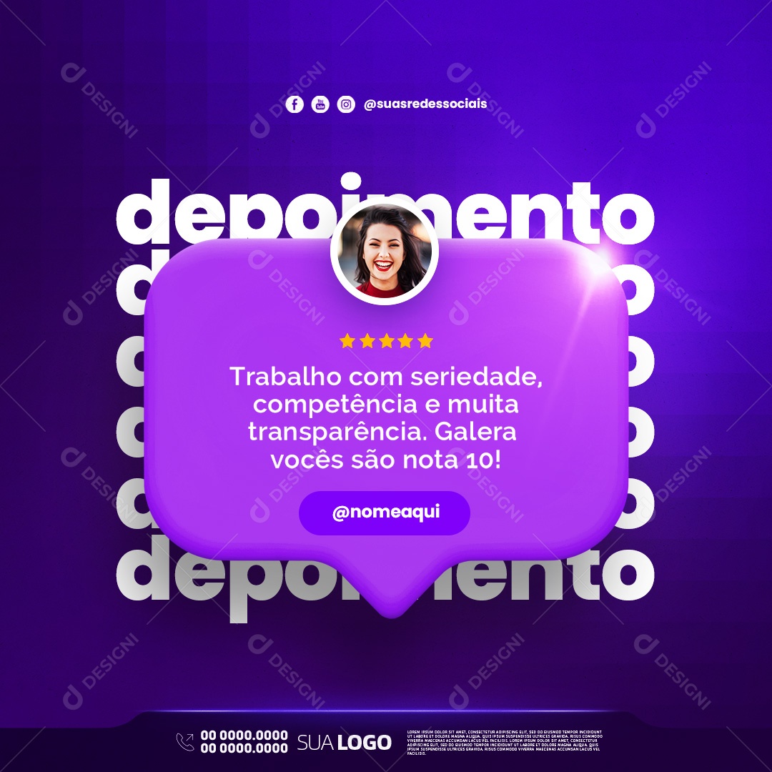 Assistência Técnica Depoimento Trabalho com Seriedade Social Media PSD Editável