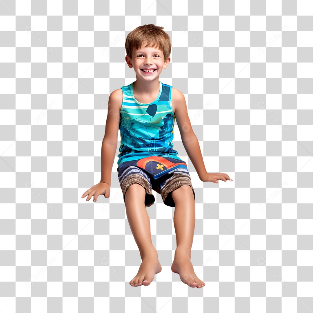 Boy Wearing Swimwear at Water Park Transparent PNG