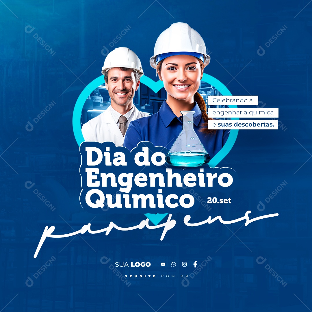 Dia Do Engenheiro Químico Celebrando a Engenharia Química e Suas Descobertas Social Media PSD Editável