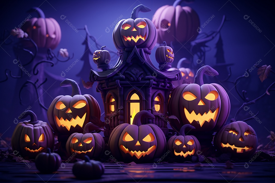 Abóbora Assustadora de Halloween Elemento 3D para Composição PNG  Transparente [download] - Designi