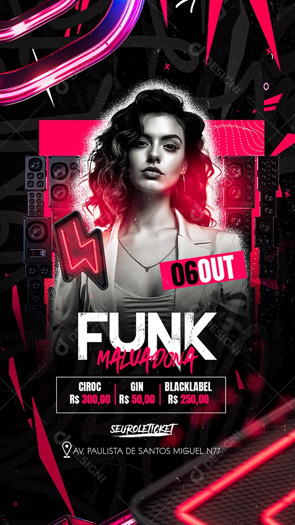 Story Flyer Funk Malvadona Social Media PSD Editável