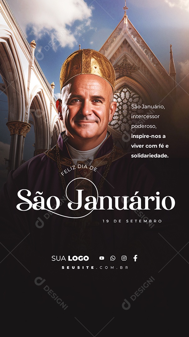 Story Feliz Dia de São Januário Intercessor Poderoso Social Media PSD Editável