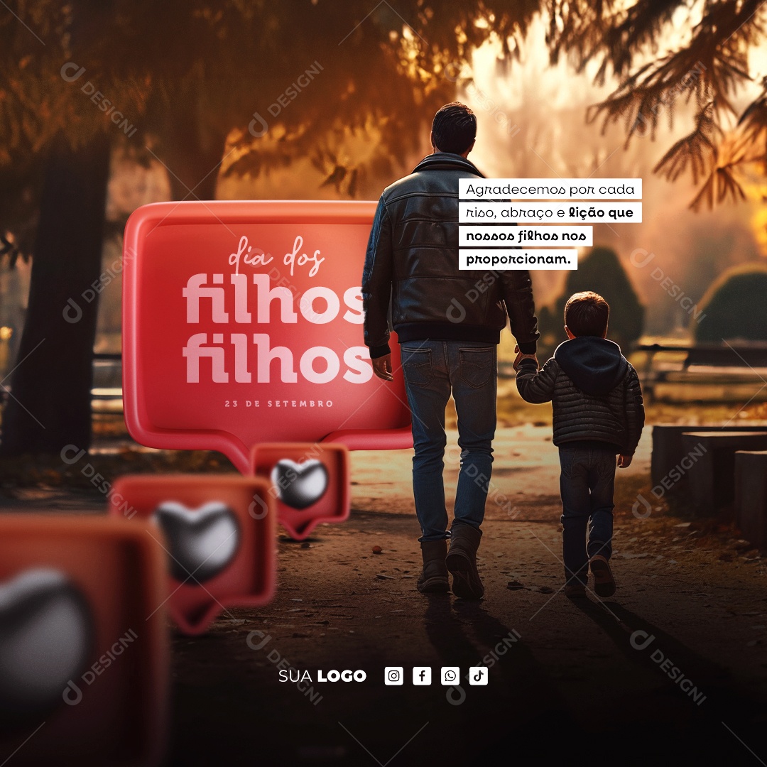 Dia dos Filhos Agradecemos por cada Riso Social Media PSD Editável