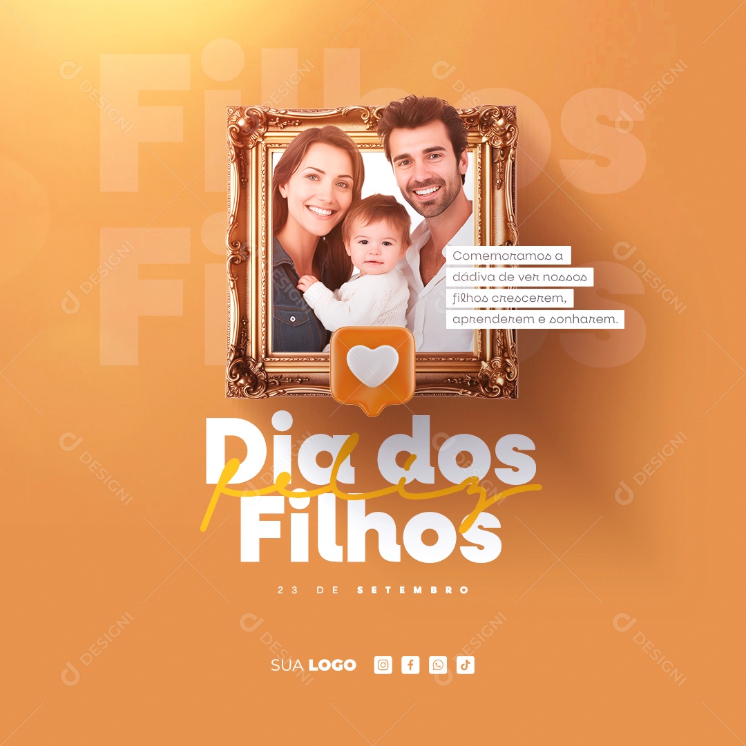 Social Media Feliz Dia dos Filhos 23 de Setembro PSD Editável