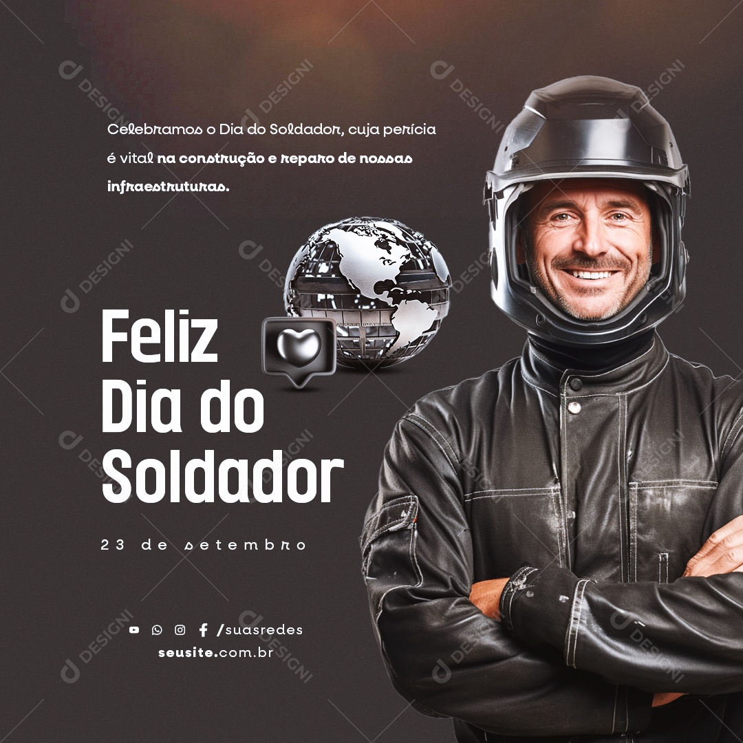 Feliz Dia do Soldador 23 de Setembro Social Media PSD Editável