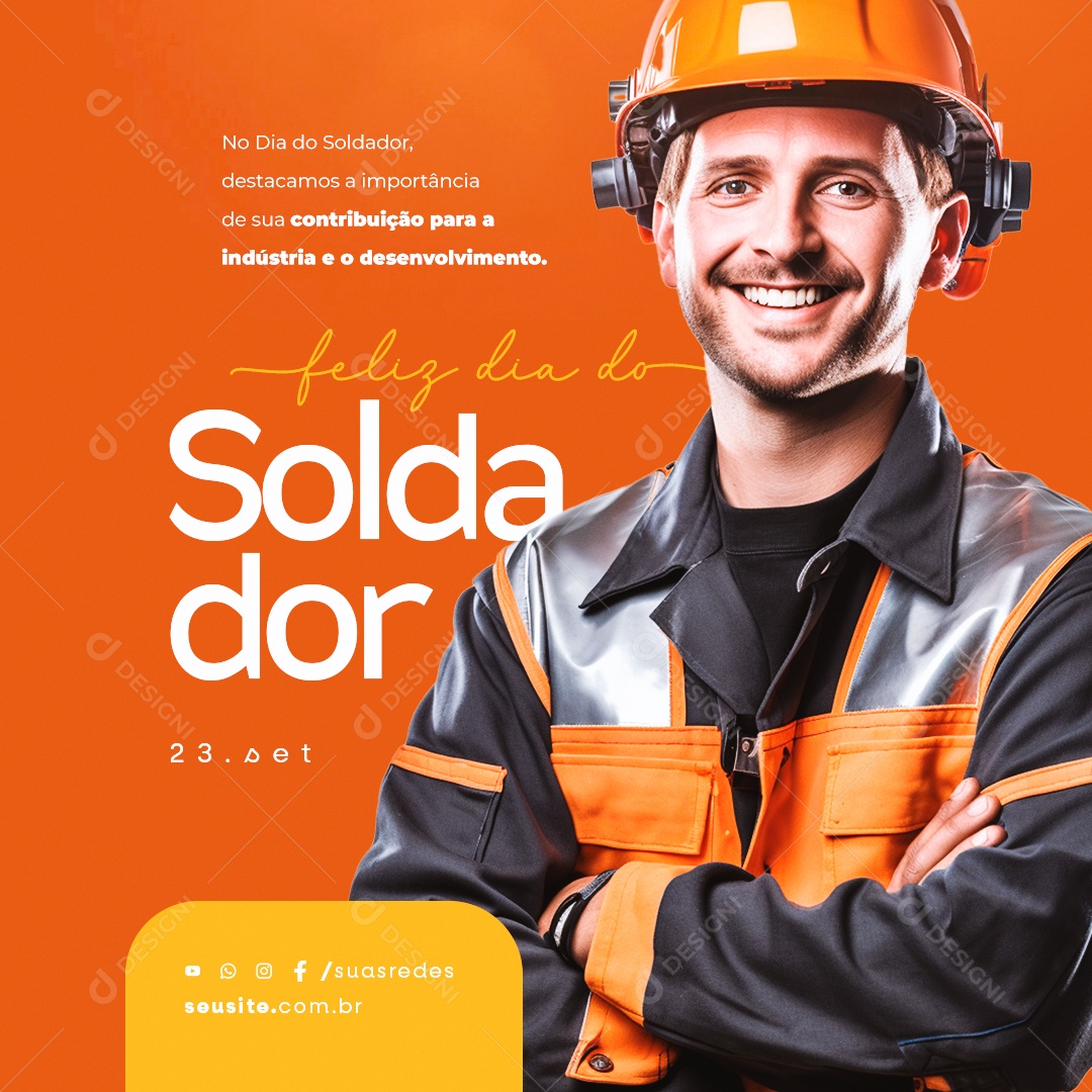 Feliz Dia do Soldador 23 de Setembro Social Media PSD Editável