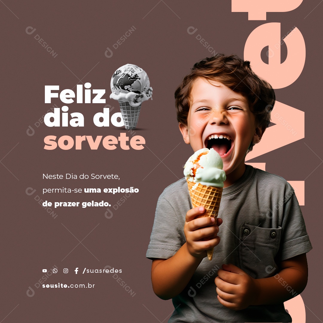 Feliz Dia do Sorvete 23 de Setembro Social Media PSD Editável