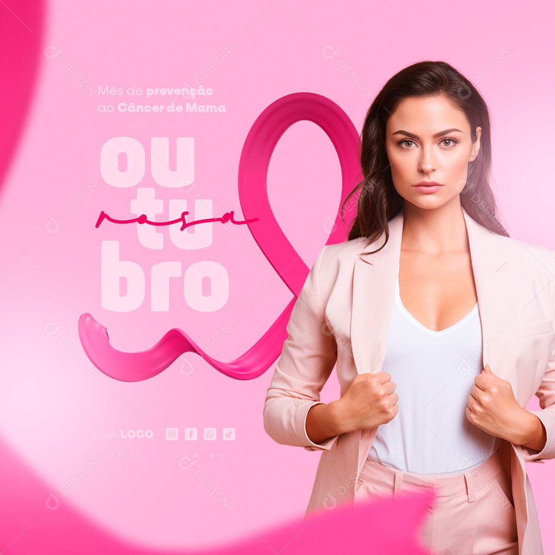 Pink October Breast Cancer Prevention Month Social Media PSD Editable