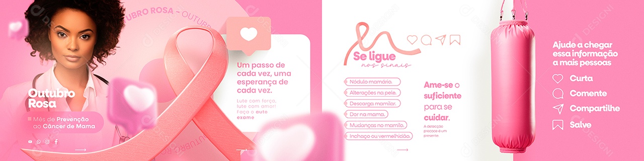 Carrossel Outubro Rosa Se Ligue nos Sinais Social Media PSD Editável