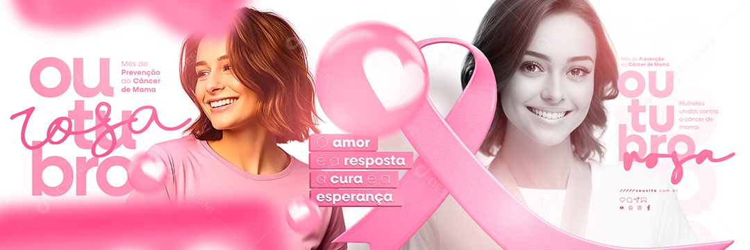 Carrossel Outubro Rosa O Amor é a Reposta a Cura é a Esperança Social Media PSD Editável