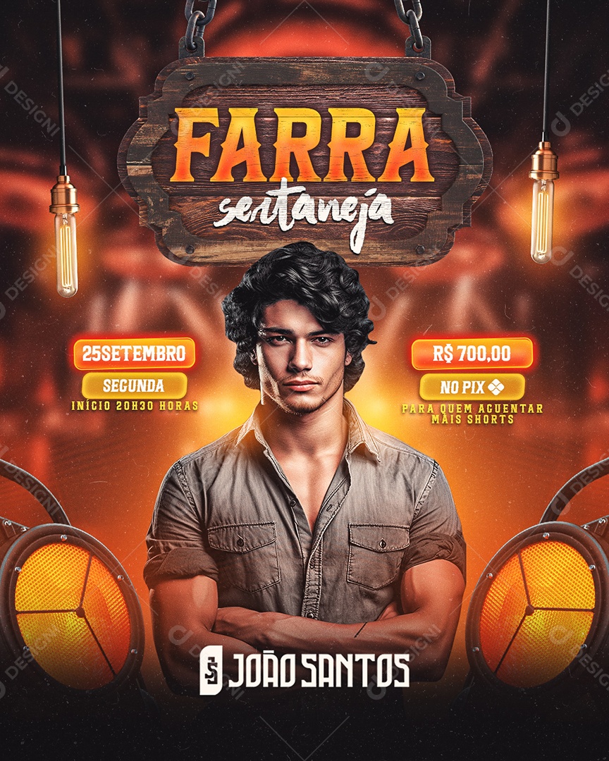 Flyer Farra Sertaneja João Santos Social Media PSD Editável