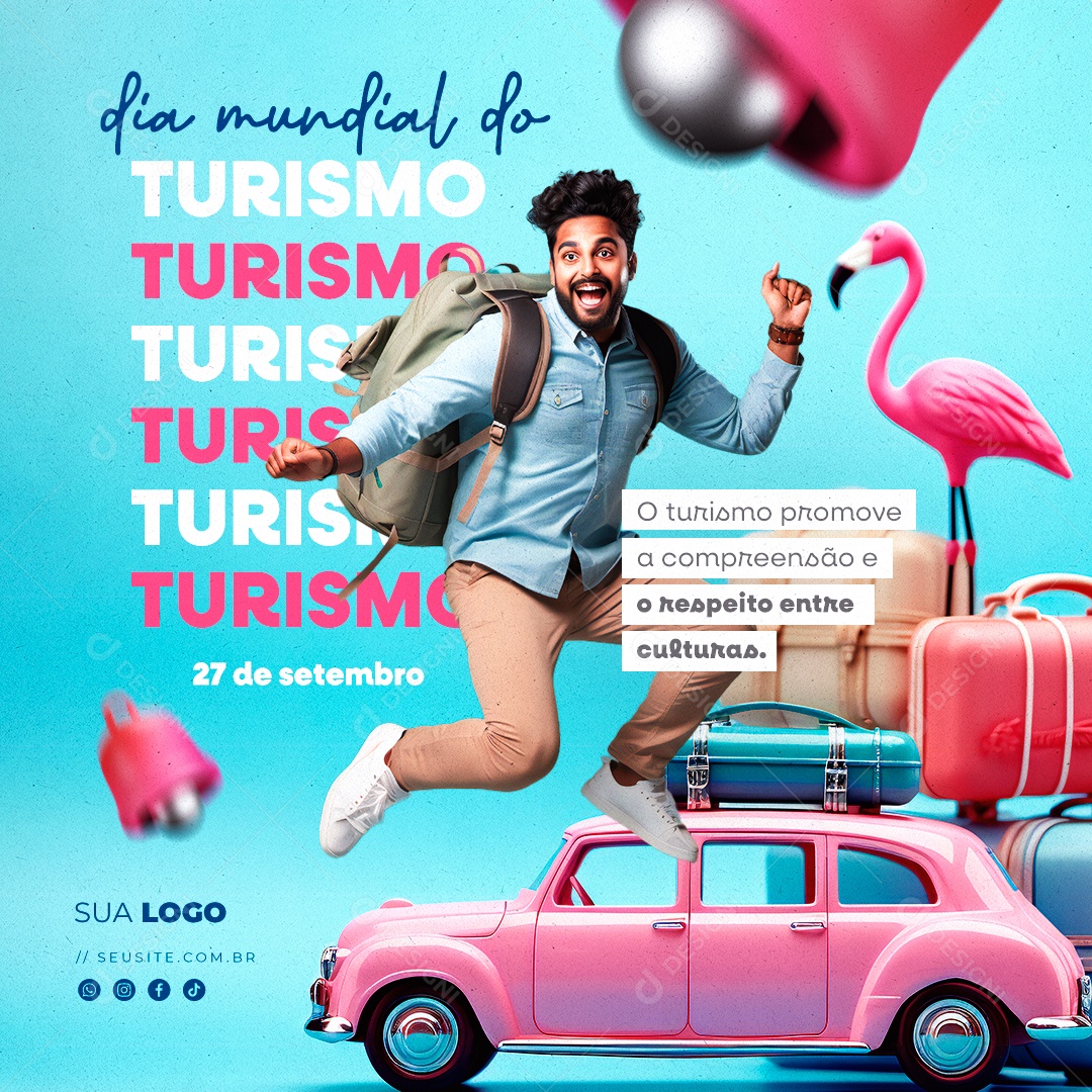 Dia Mundial do Turismo 27 de Setembro O Turismo Promove a Compreensão e Respeito Social Media PSD Editável