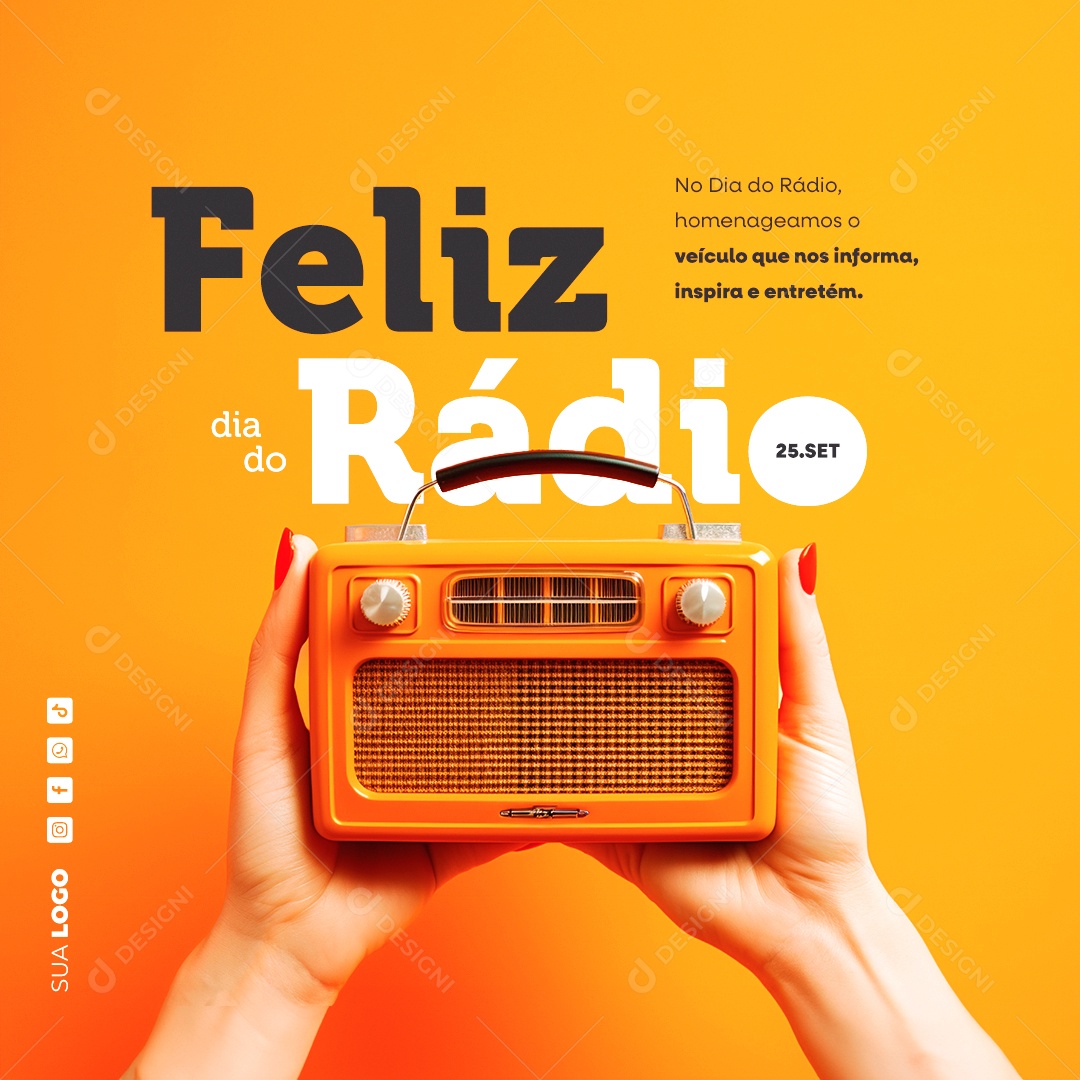 Feliz Dia Do Rádio 25 de Setembro Social Media PSD Editável