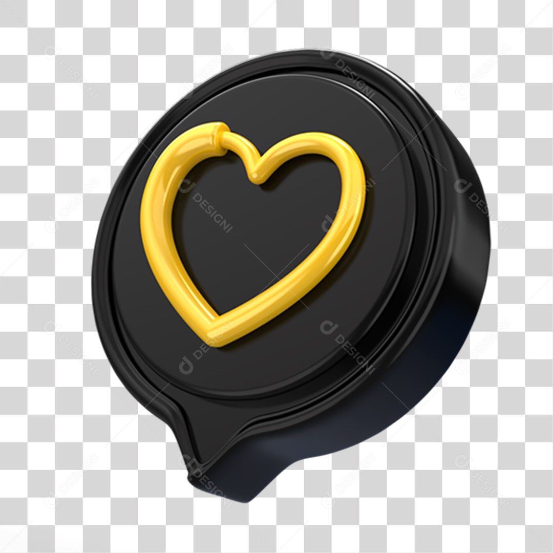 Emoji de Coração Dourado e Preto PNG Transparente