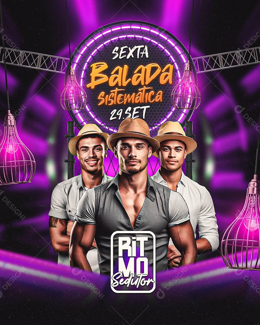 Flyer Sexta Balada Sistemática Ritmo Sedutor Social Media PSD Editável