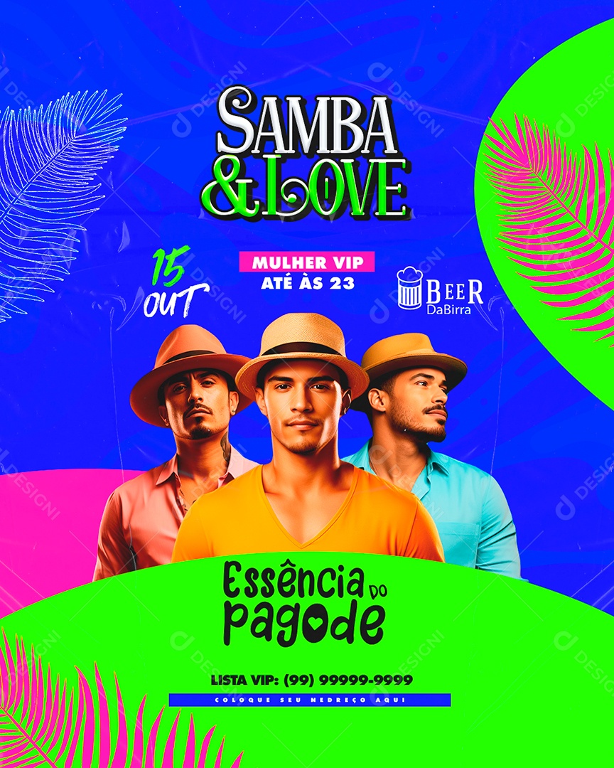 Flyer Samba & Love Essência do Pagode Social Media PSD Editável