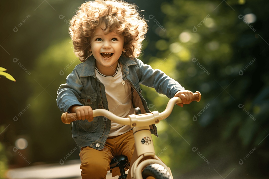 Linda criança andando de bicicleta