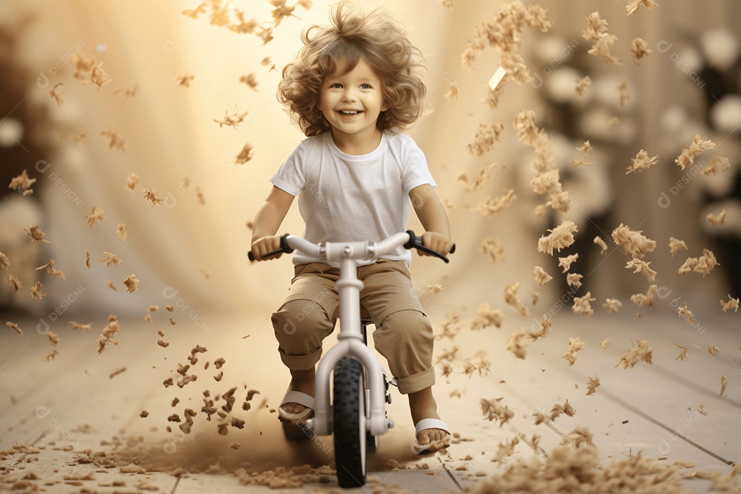 Linda criança andando de bicicleta