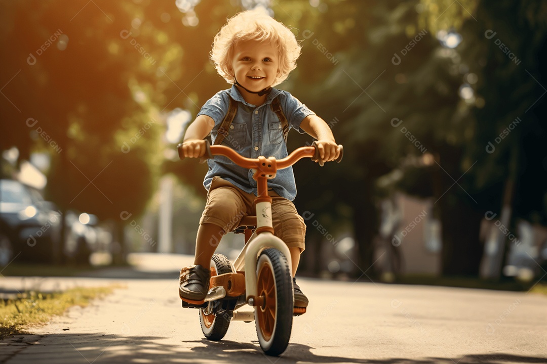 Linda criança andando de bicicleta