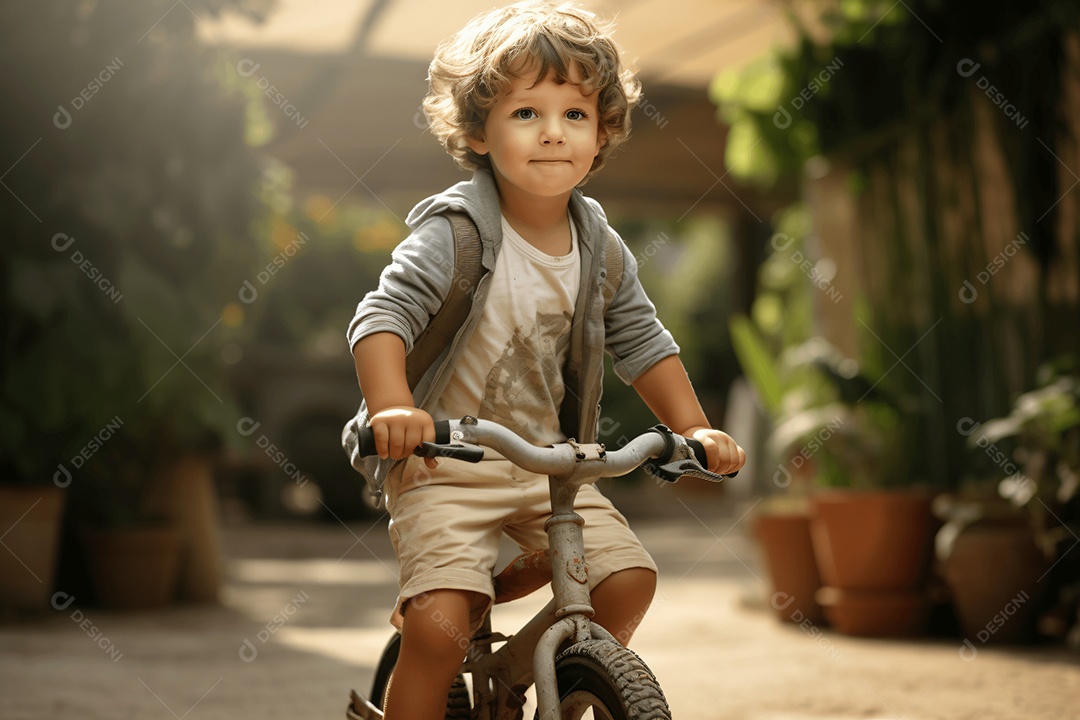 Linda criança andando de bicicleta