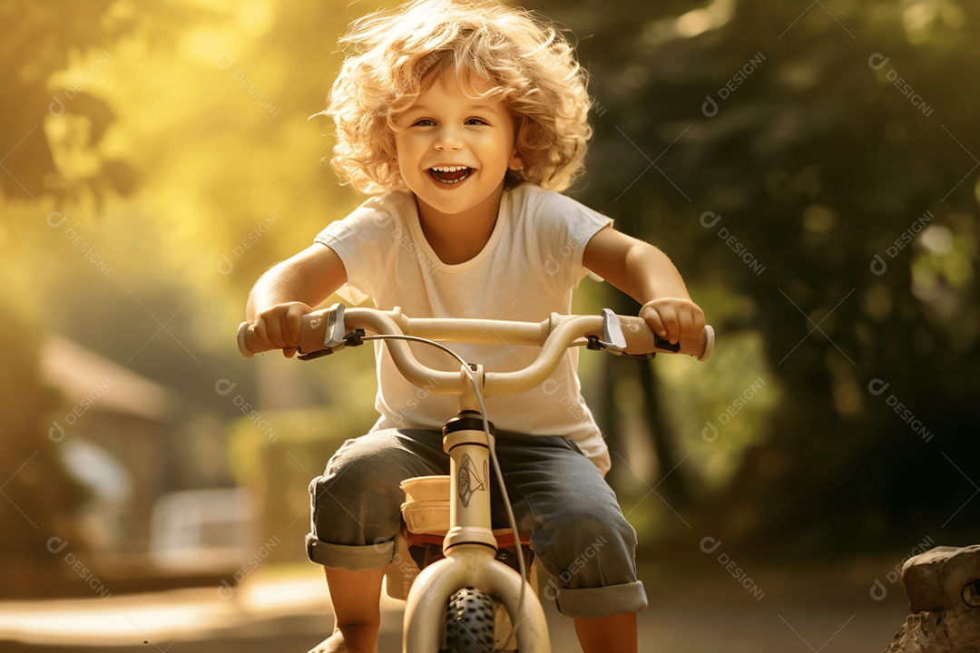 Linda criança andando de bicicleta