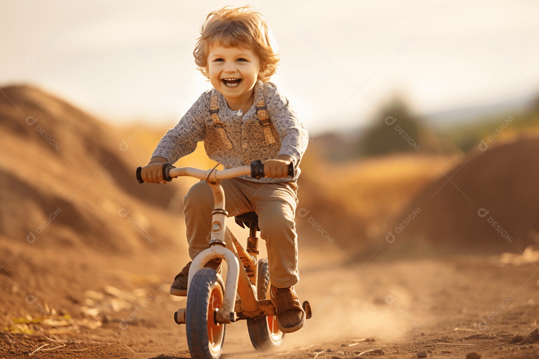 Linda criança andando de bicicleta