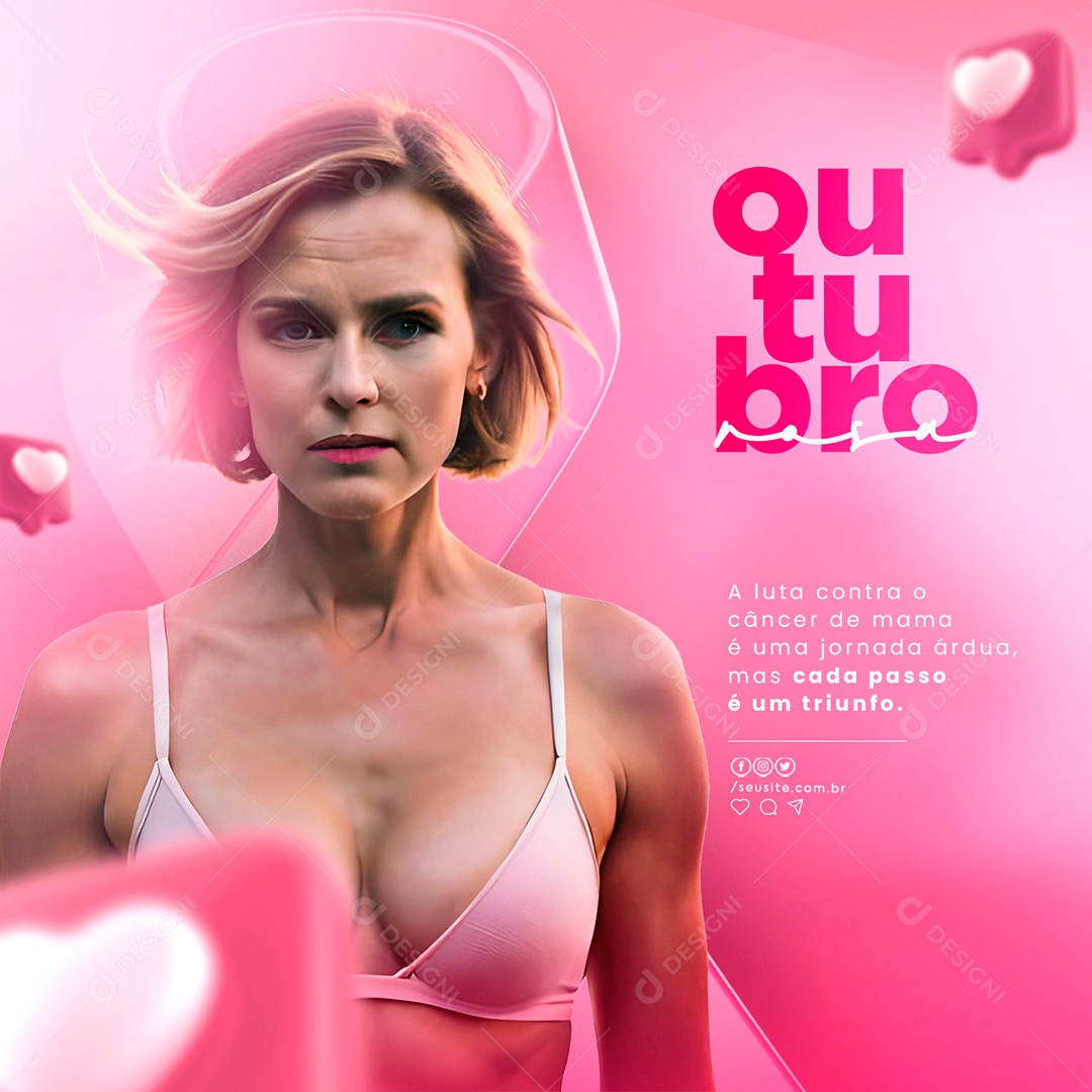 Pink October: The Fight Against Breast Cancer is an Arduous Journey | Editable Social Media PSD