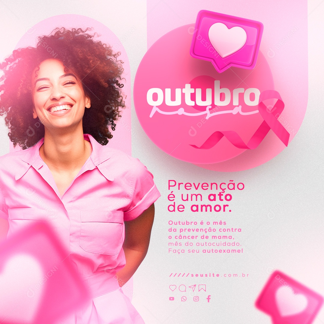 Outubro Rosa Prevenção é um Ato de Amor Social Media PSD Editável