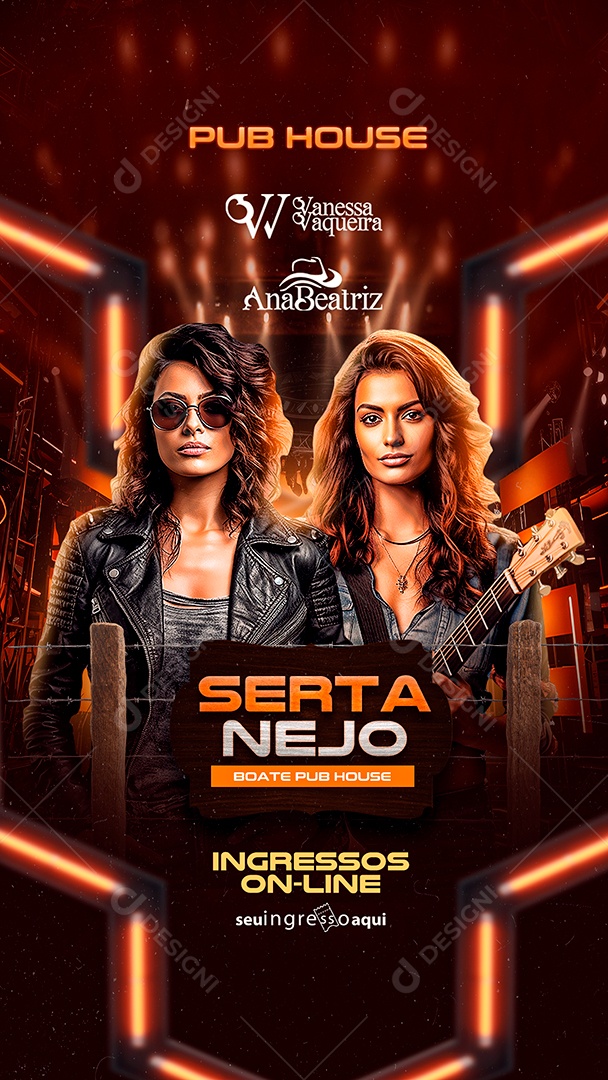 Story Flyer Pub House Sertanejo Vanessa Vaqueira Ana Beatriz Social Media PSD Editável