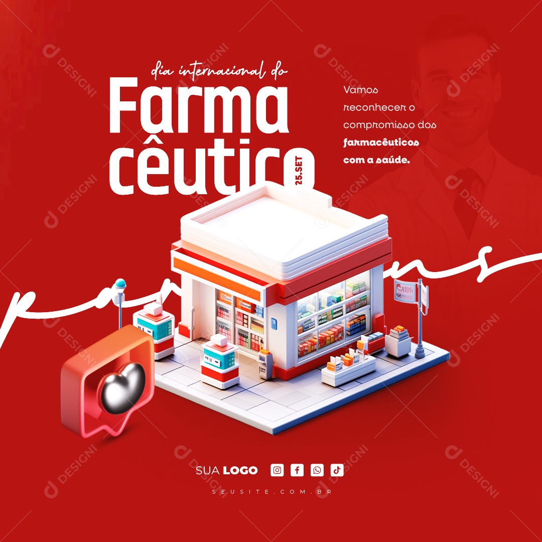 Dia Internacional Do Farmacêutico Vamos Reconhecer o o Compromisso dos Farmacêuticos com a Saúde Social Media PSD Editável