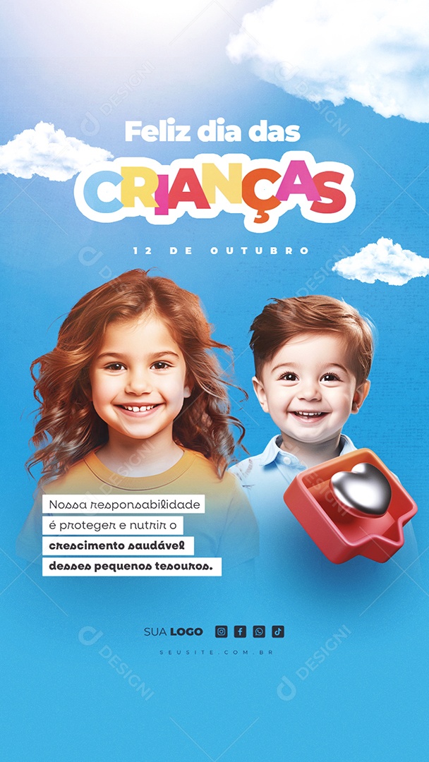 Story Feliz Dia das Crianças 12 de Outubro Social Media PSD Editável