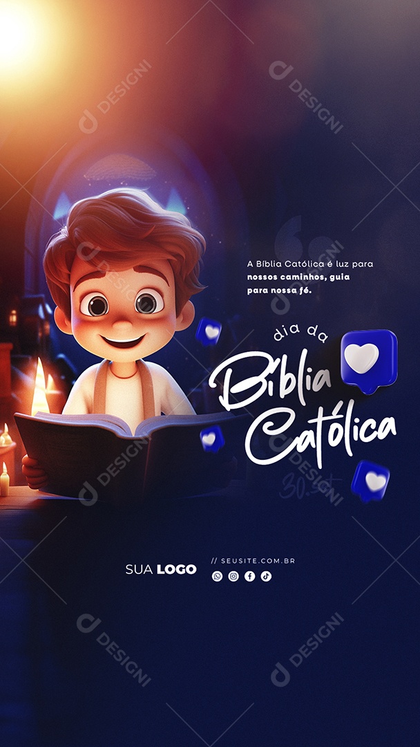 Story Dia da Bíblia Católica 30 de Setembro Social Media PSD Editável