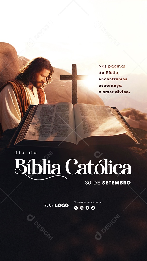 Story Dia da Bíblia Católica 30 de Setembro Social Media PSD Editável