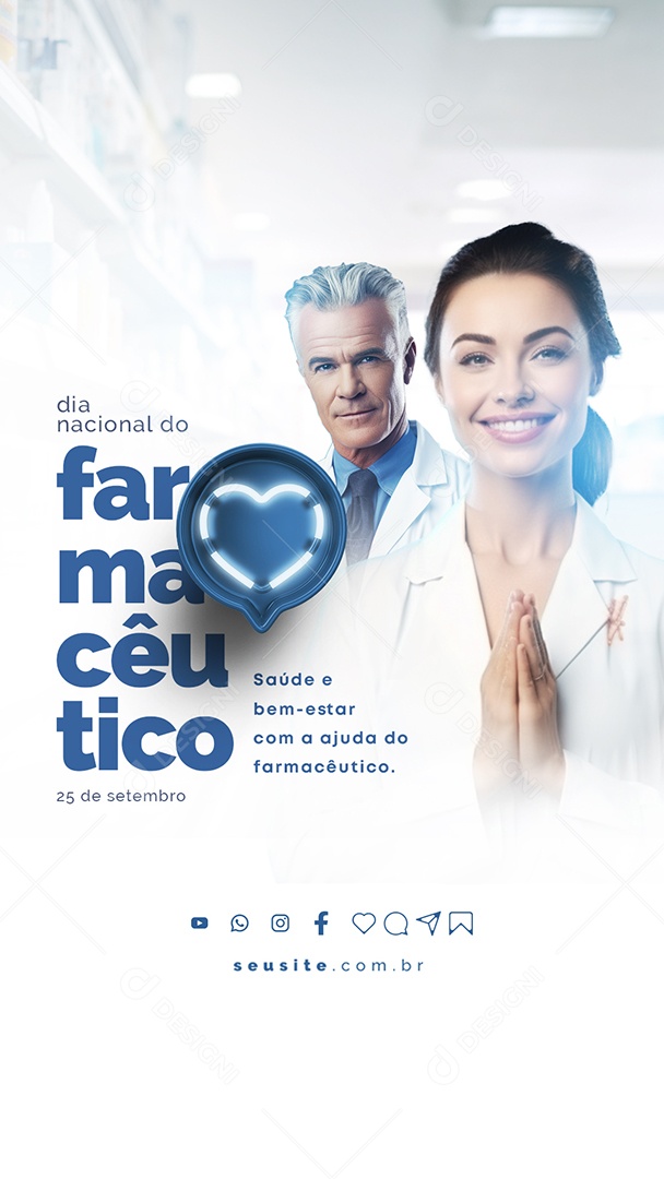 Story Dia Nacional Do Farmacêutico Saúde e Bem Estar com a Ajuda do Farmacêutico Social Media PSD Editável