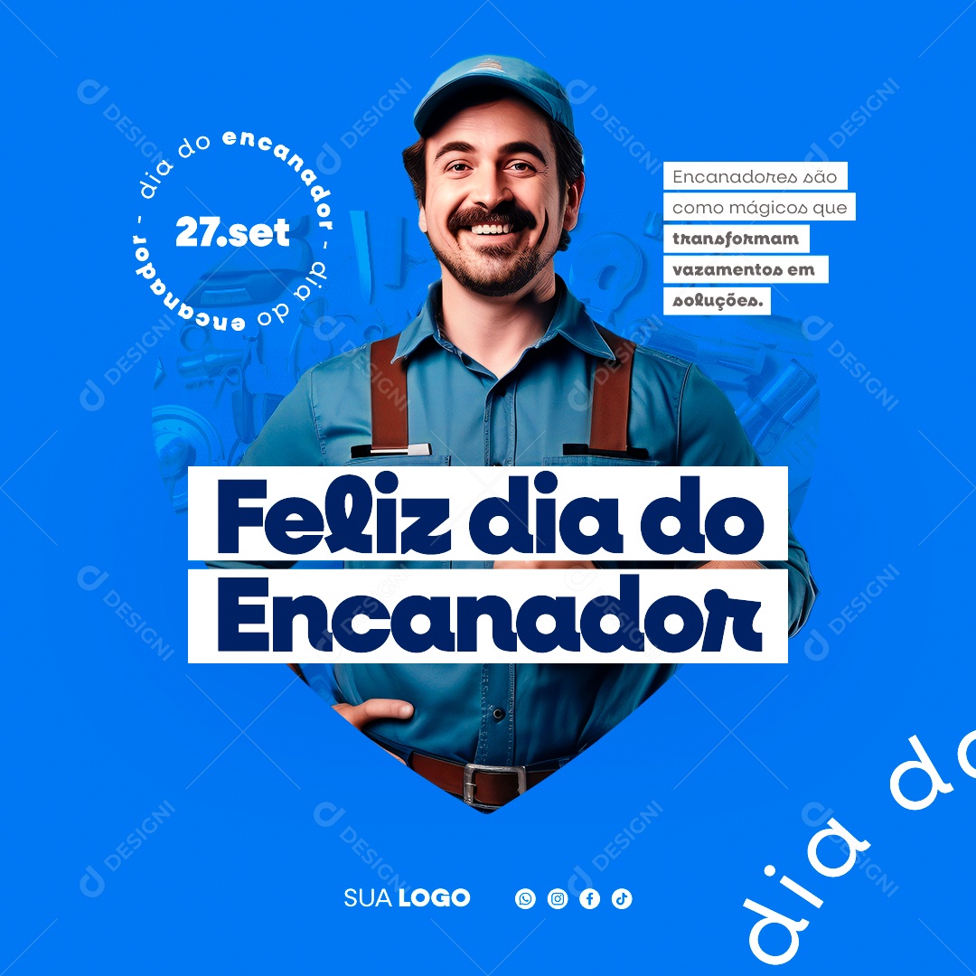 Feliz Dia do Encanador 27 de Setembro Social Media PSD Editável