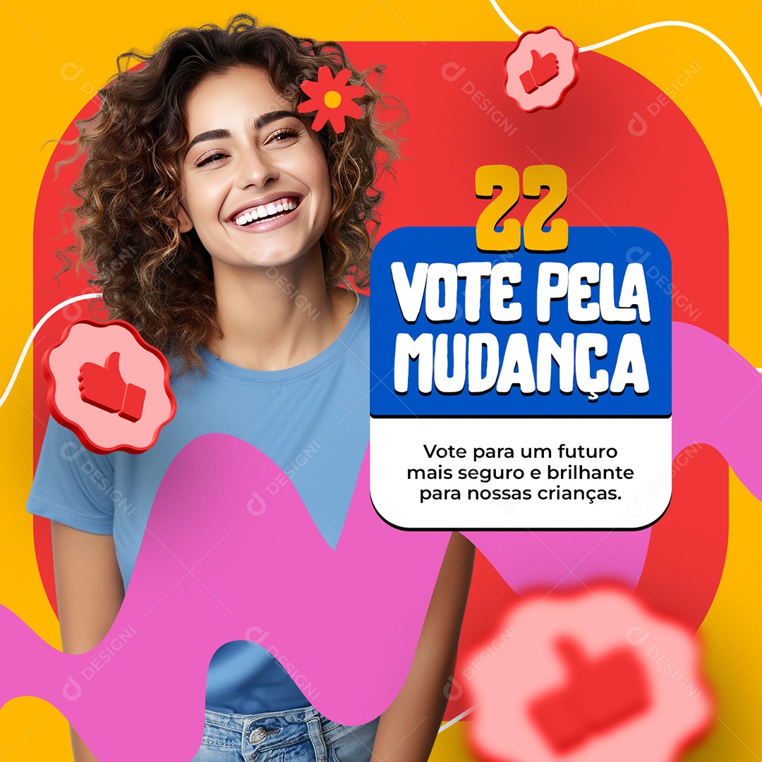 Conselho Tutelar Vote 22 Pela Mudança Social Media PSD Editável